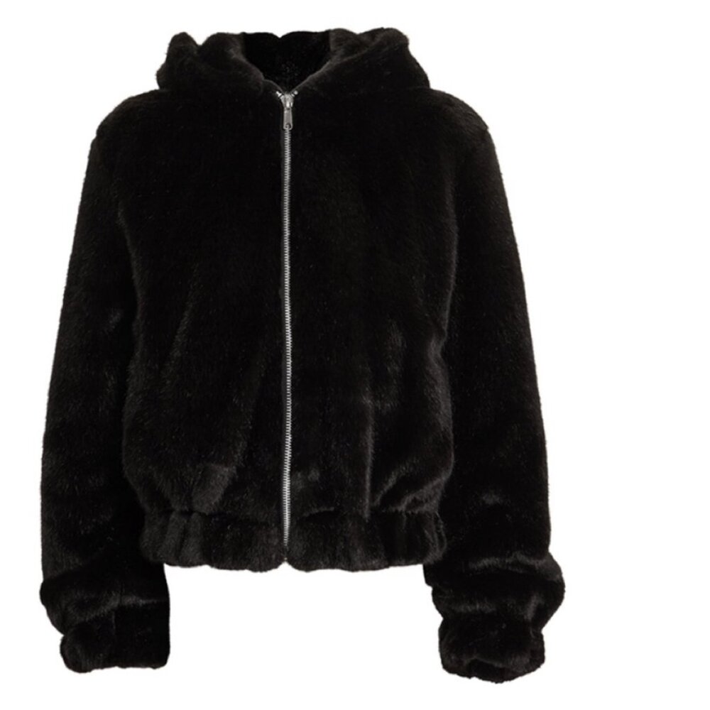 HELMUT LANG Teddy Faux Fur Black Jacket